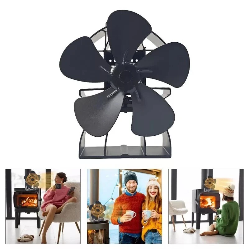 (image for) DY565J Energy Saving Fireplace Fan 5 Blade Fireplace Quiet SafeHeat Powered Stove Fan Log Wood Burner Eco Friendly Fan